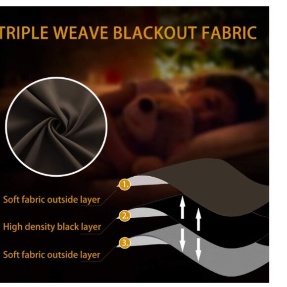 NEW! KOUFALL Brown Kitchen Window Curtains Blackout  34 X 30 Inch Length - Picture 4 of 4